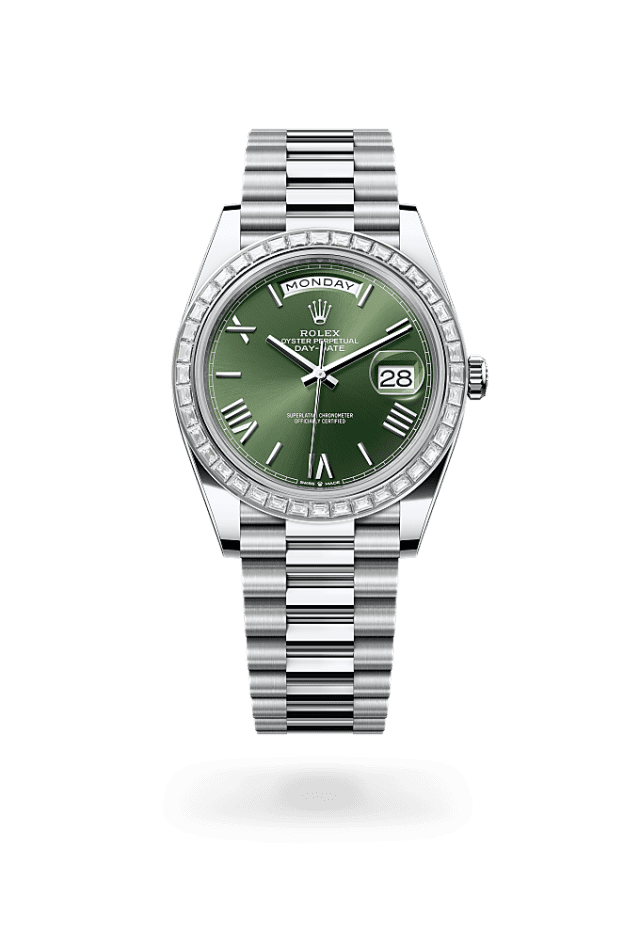 Day-Date 40 - Oyster, 40 mm, platinum and diamonds
