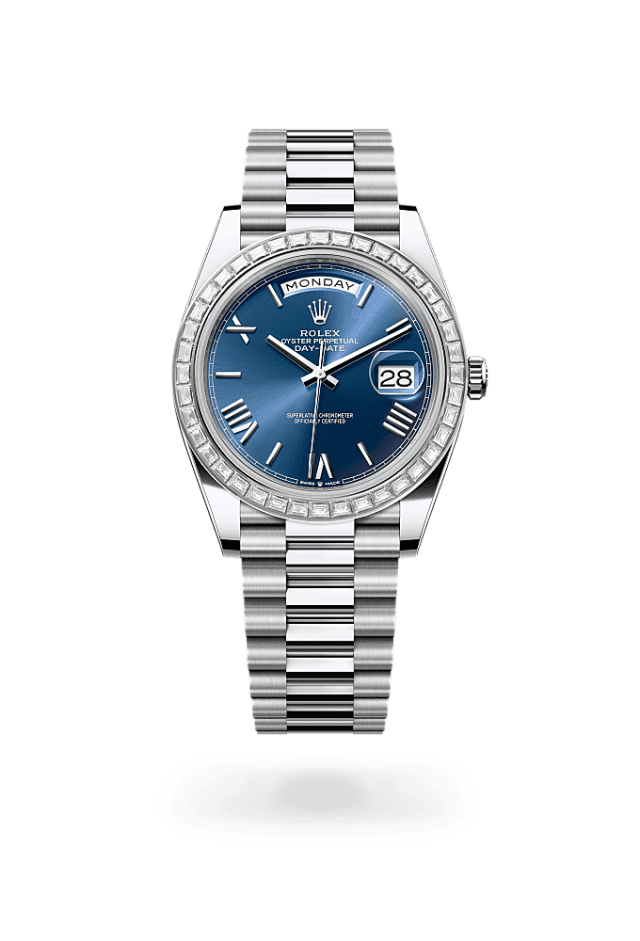 Day-Date 40 - Oyster, 40 mm, platinum and diamonds