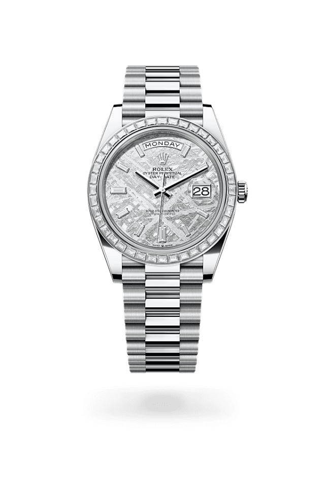 Day-Date 40 - Oyster, 40 mm, platinum and diamonds