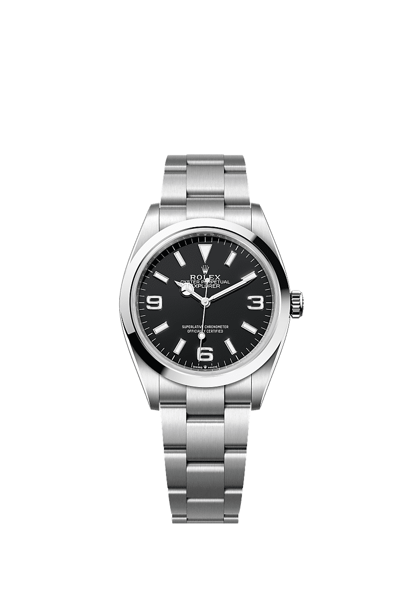 Explorer 36, Oyster, 36 mm, Edelstahl Oystersteel, Zifferblatt : Schwarz, Rolex
