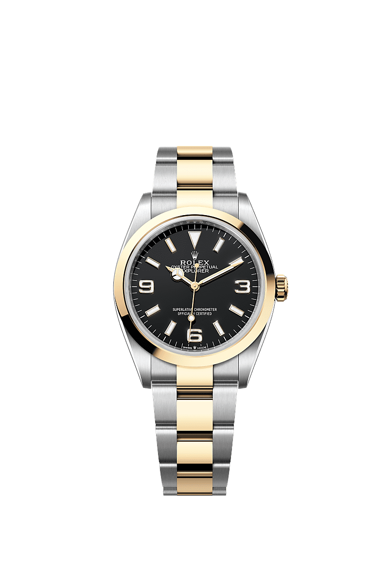 Explorer 36, Oyster, 36 mm, acier Oystersteel et or jaune, Cadran : Noir, Rolex