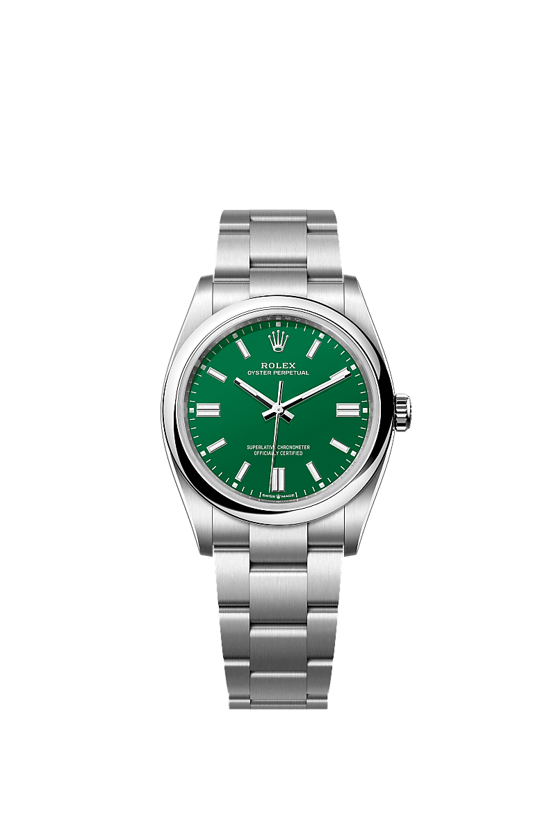 Oyster Perpetual 36, Oyster, 36 mm, Oystersteel, Wijzerplaat : Groen, Rolex