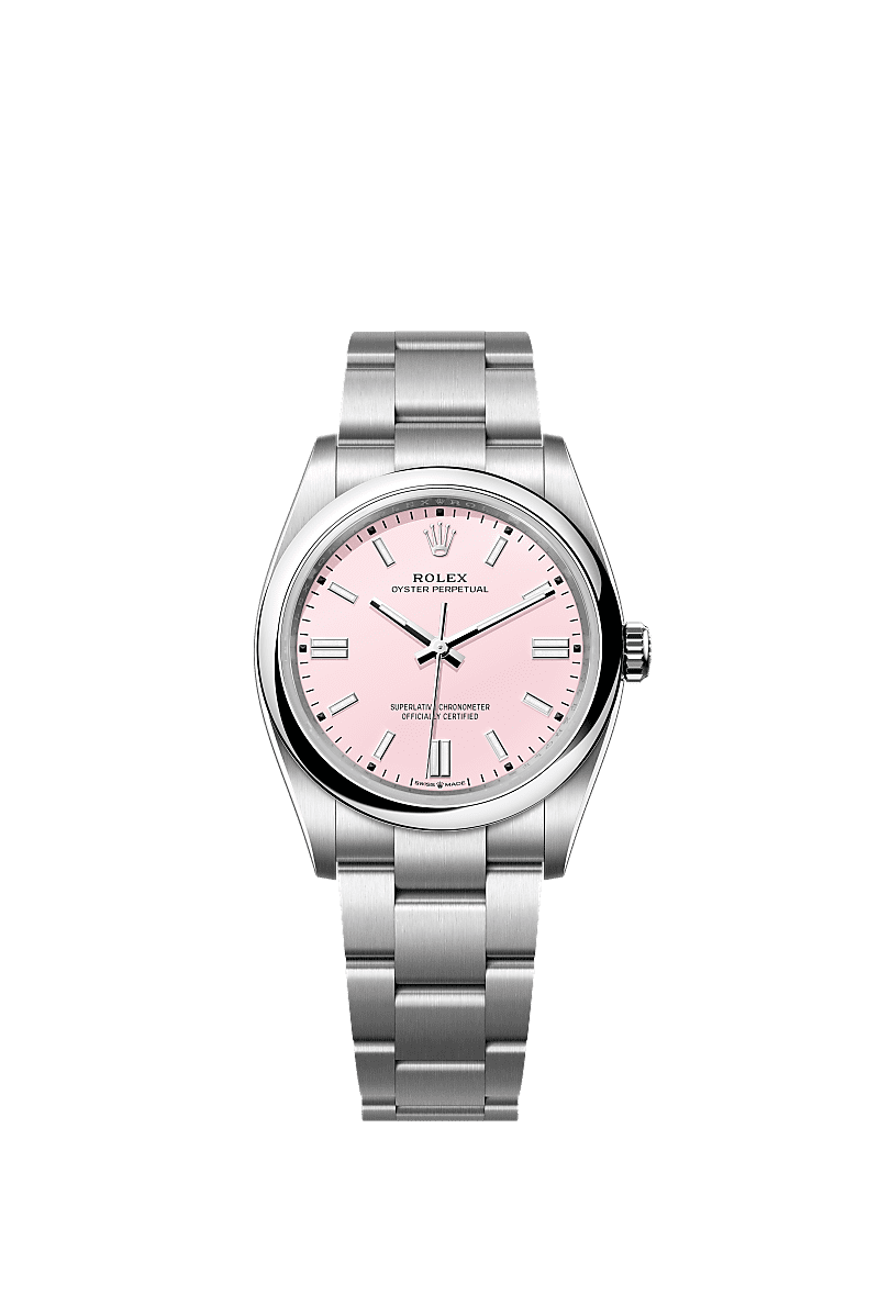 Oyster Perpetual 36, Oyster, 36 mm, acier Oystersteel, Cadran : Rose candy, Rolex