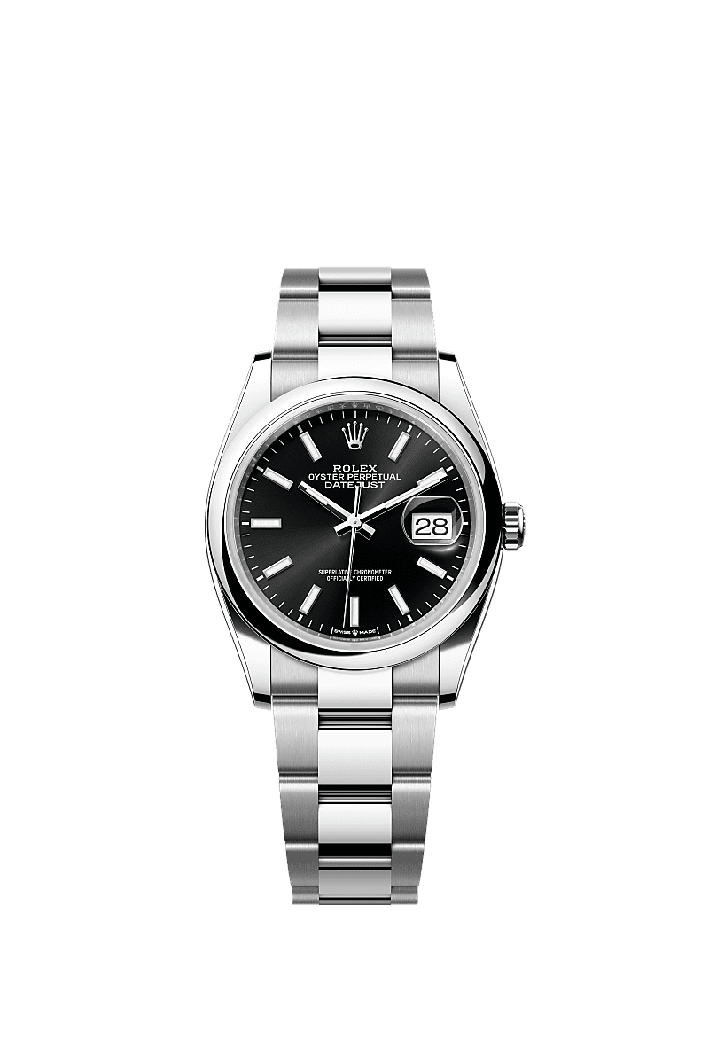 Datejust 36, Oyster, 36 mm, acier Oystersteel, Cadran : Noir vif, Rolex