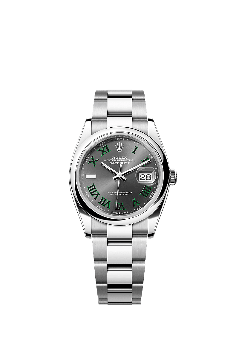 Datejust 36, Oyster, 36 mm, Oystersteel, Permukaan : Batu loh, Rolex