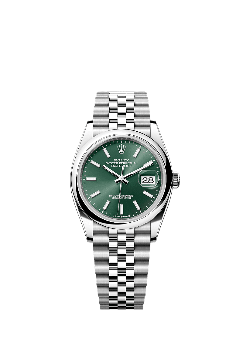 Datejust 36, Oyster, 36 mm, acier Oystersteel, Cadran : Vert menthe, Rolex