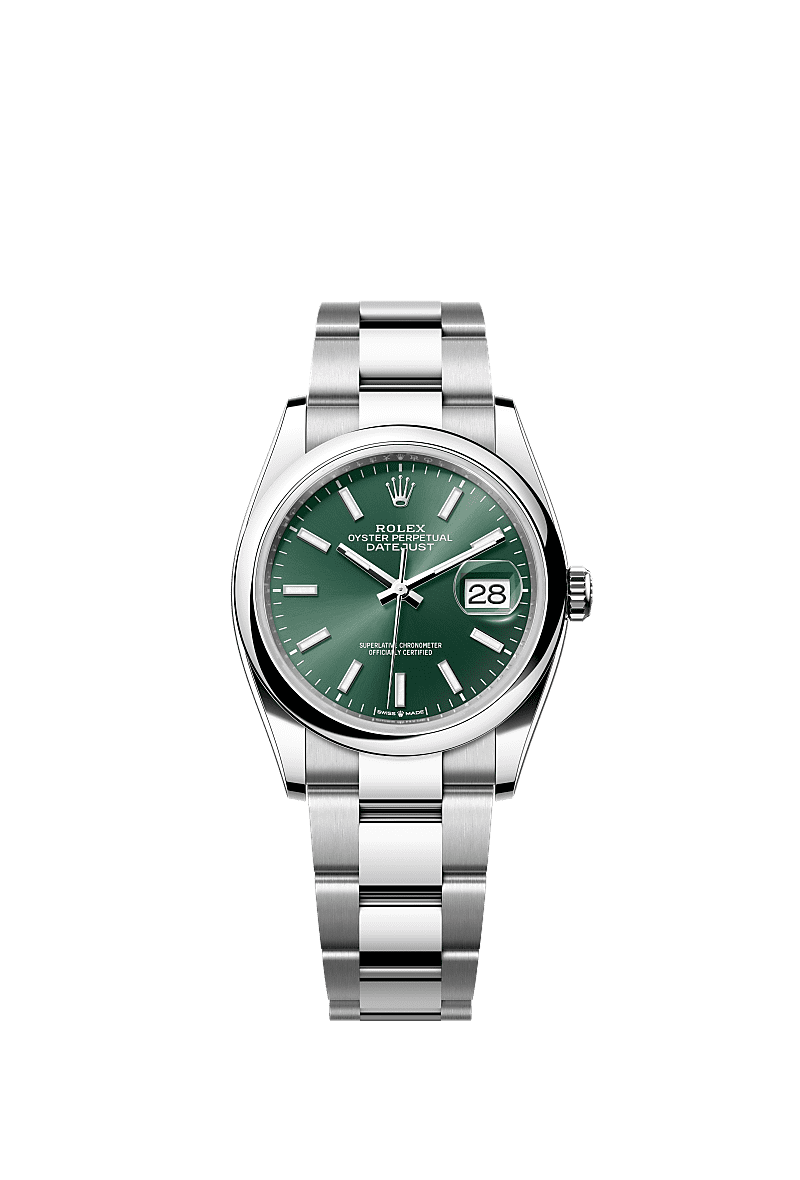 डेटजस्ट 36, ऑयस्टर, 36 मिमी, ऑयस्टरस्टील, डायल : मिंट ग्रीन, Rolex