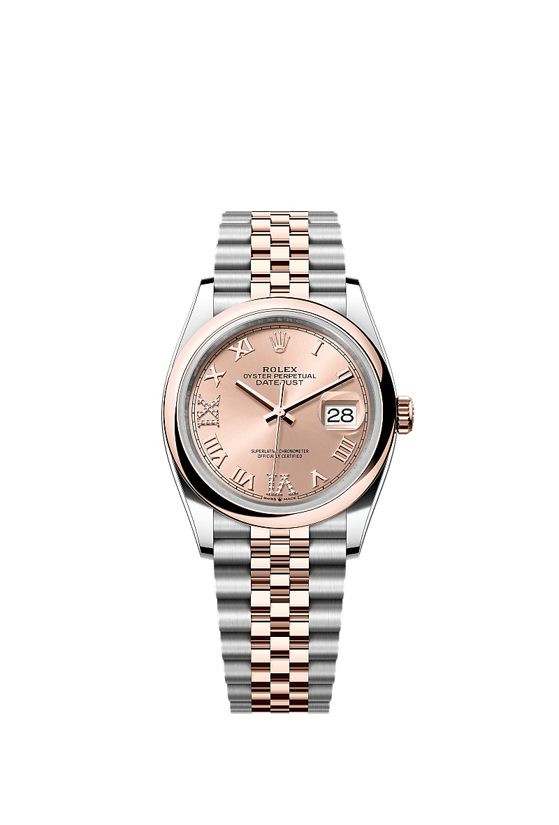 Datejust 36, Oyster, 36 мм, сталь Oystersteel и золото Everose, Циферблат : Цвета rosé, бриллианты, Rolex