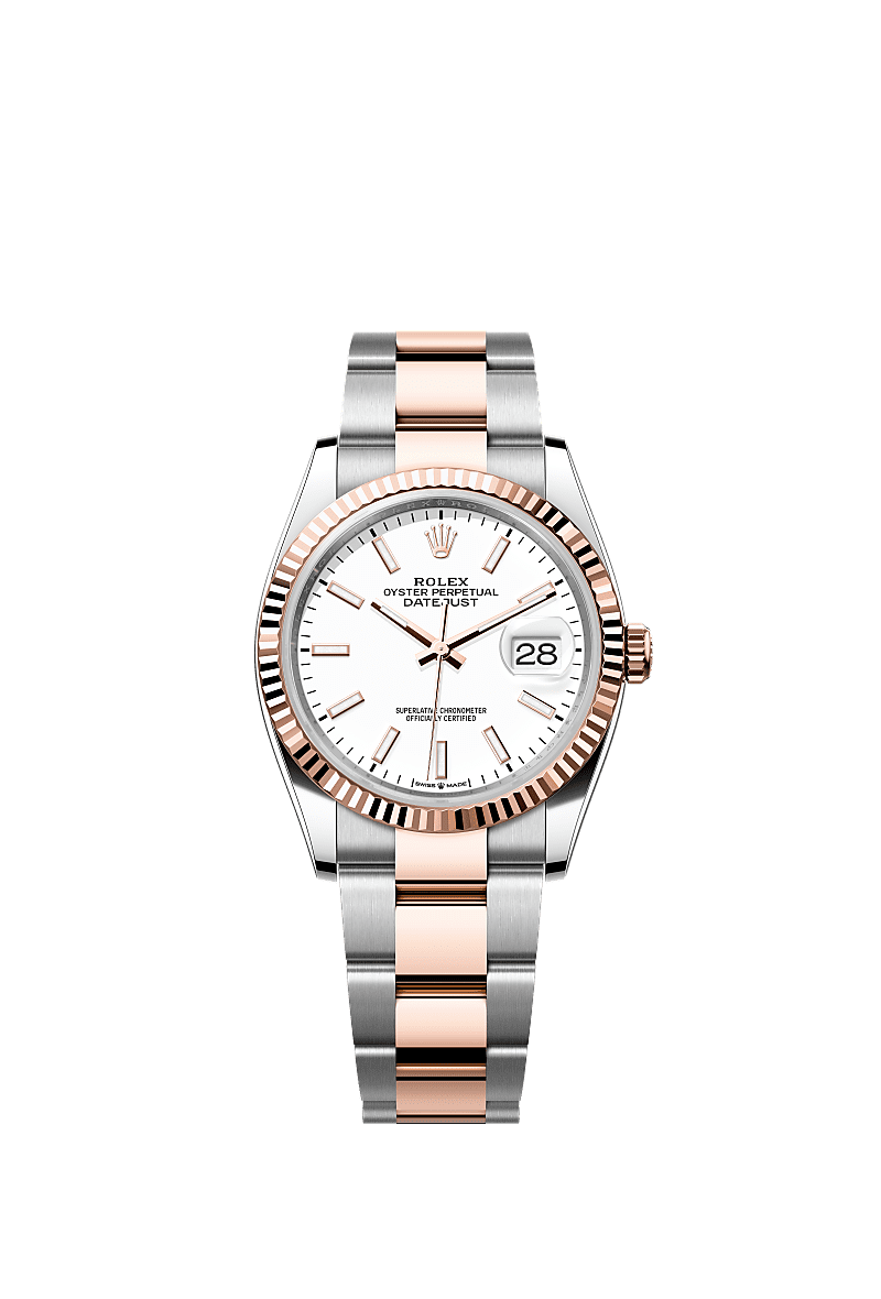 Datejust 36, Oyster, 36 mm, Oystersteel and Everose gold, Dial : White, Rolex