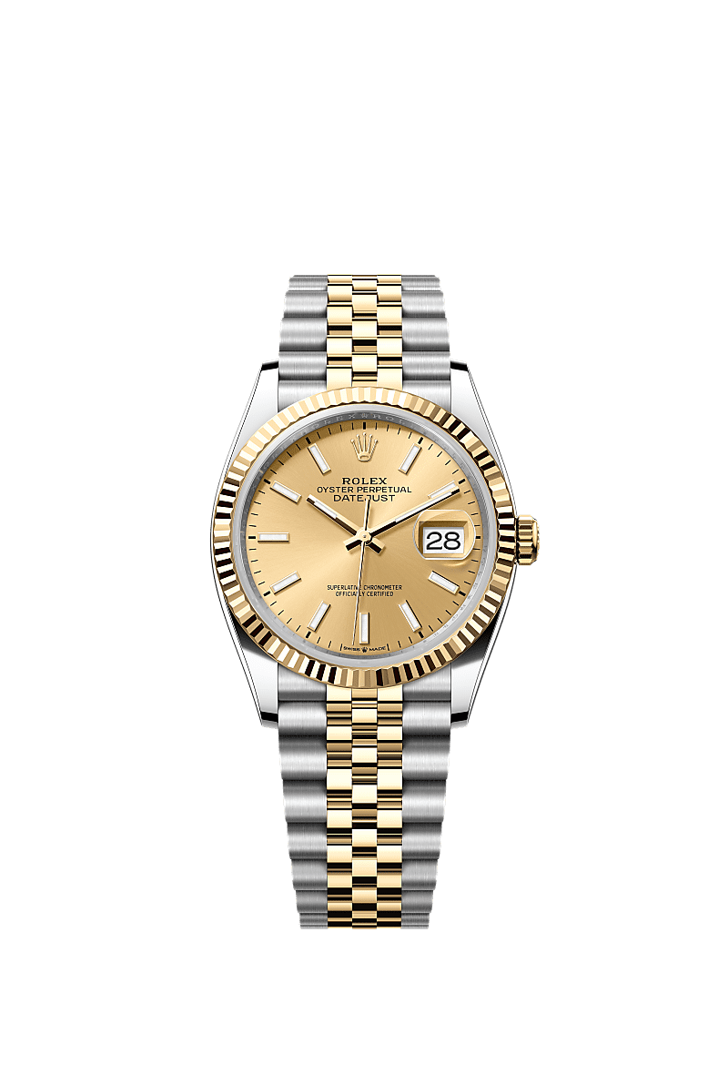 Datejust 36, Oyster, 36 mm, Oystersteel and yellow gold, Dial : Champagne-colour, Rolex