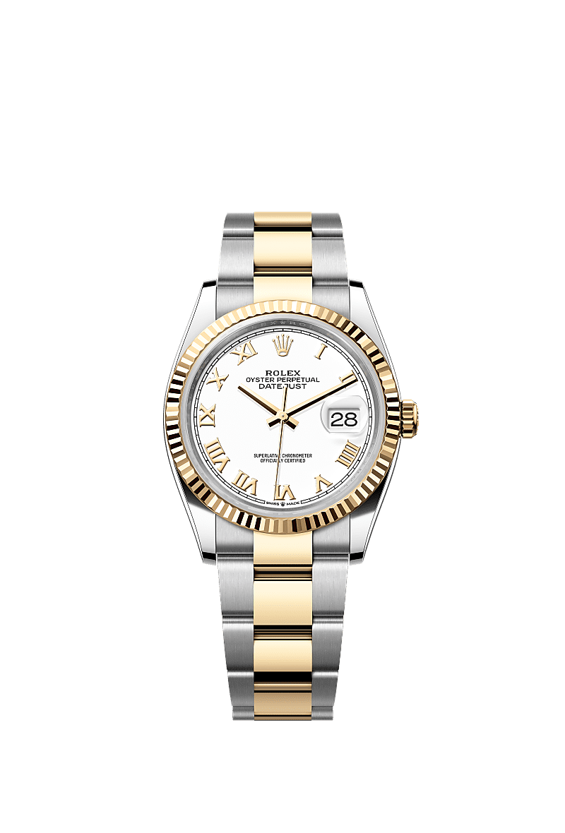 Datejust 36, Oyster, 36 мм, сталь Oystersteel и желтое золото, Циферблат : Белый, Rolex