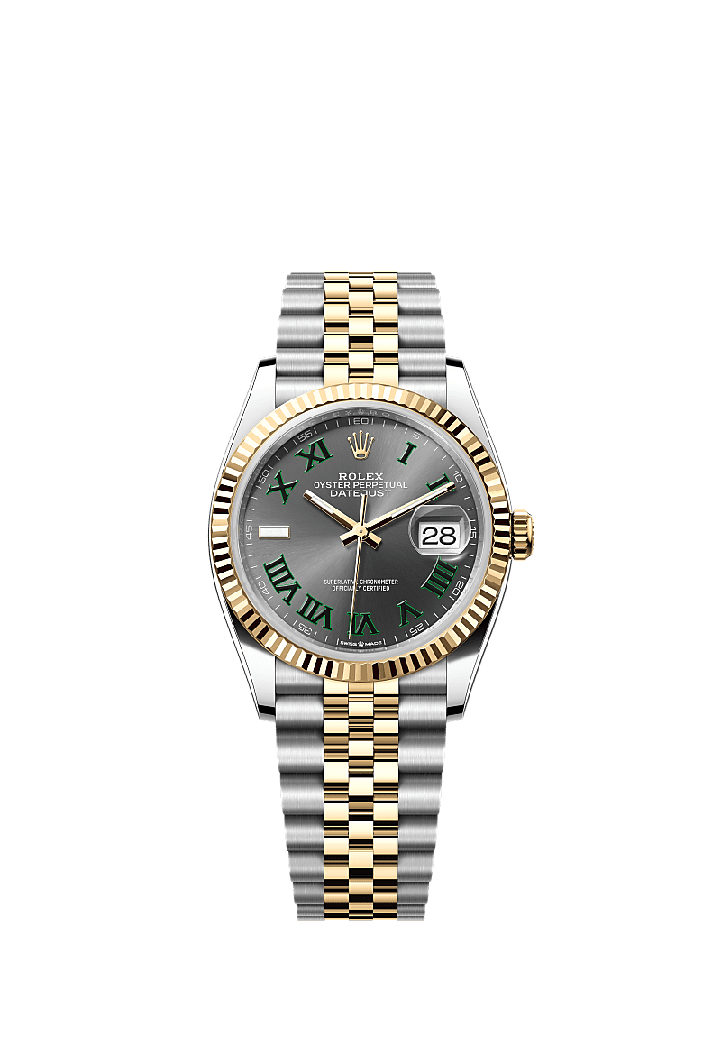 Datejust 36, 蠔式,36毫米,黃金及蠔式鋼, 錶面 : 石板灰色, Rolex
