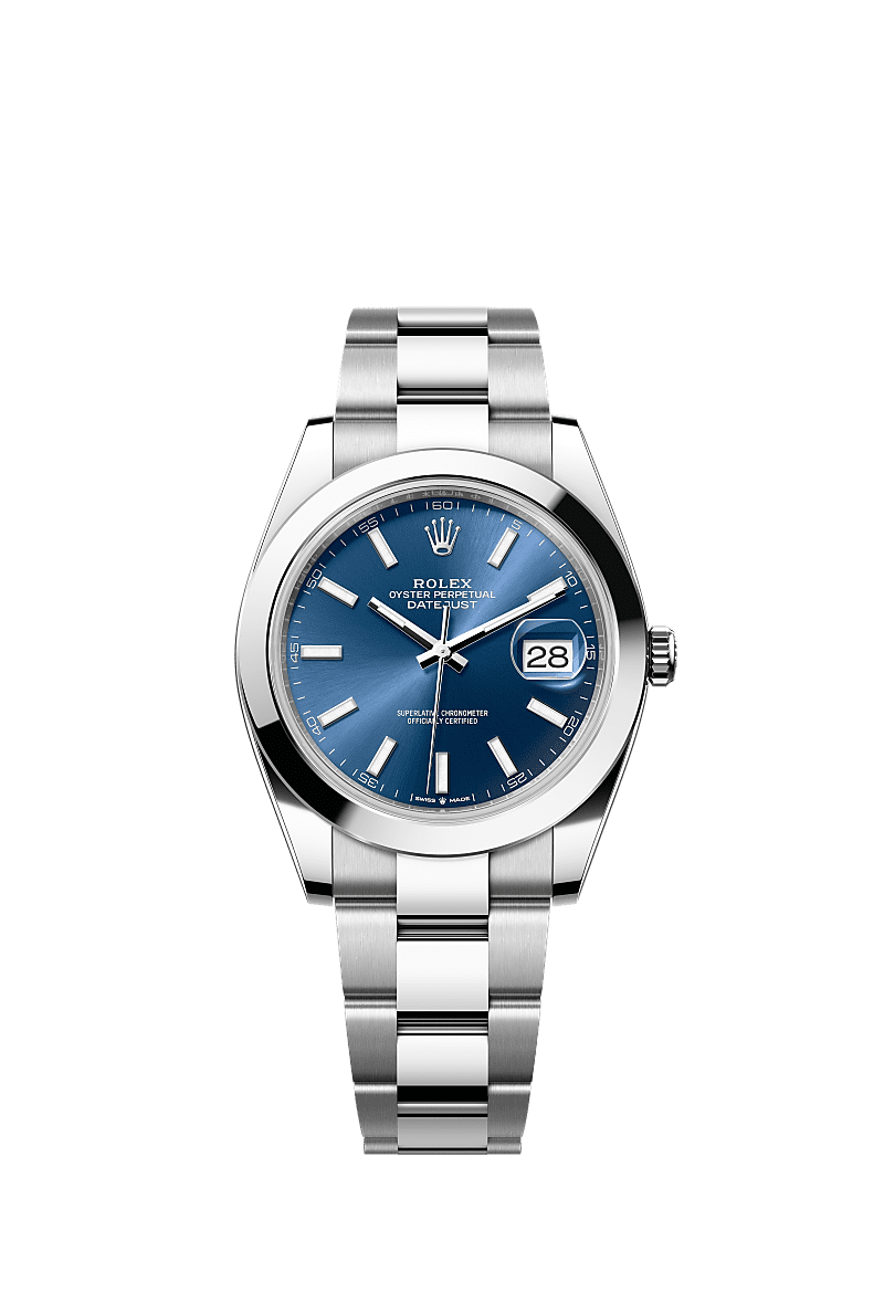 Datejust 41, Oyster, 41 mm, Oystersteel, Wijzerplaat : Helderblauw, Rolex