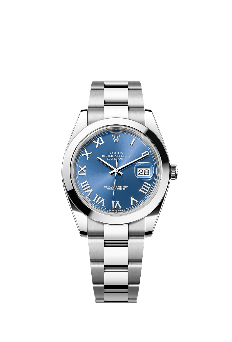 Datejust 41, Oyster, 41 мм, сталь Oystersteel, Циферблат : Синий azzurro, Rolex