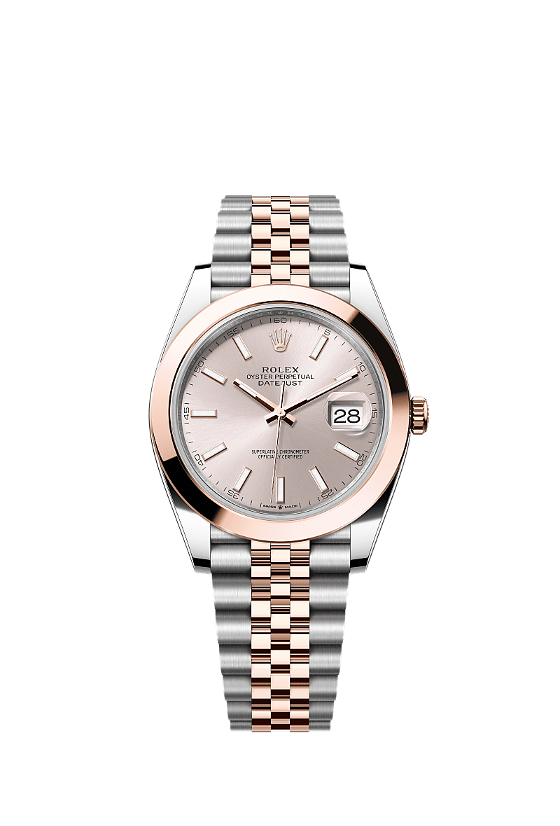 Datejust 41, Oyster, 41 mm, Oystersteel dan emas Everose, Permukaan : Sundust, Rolex