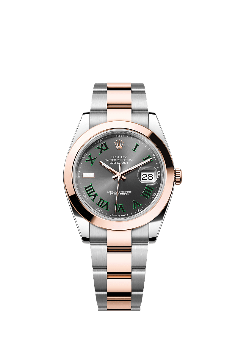 Datejust 41, اویستر، ۴۱ میلیمتری، اویستراستیل و طلای اِوررُز, صفحه : خاکستری, Rolex