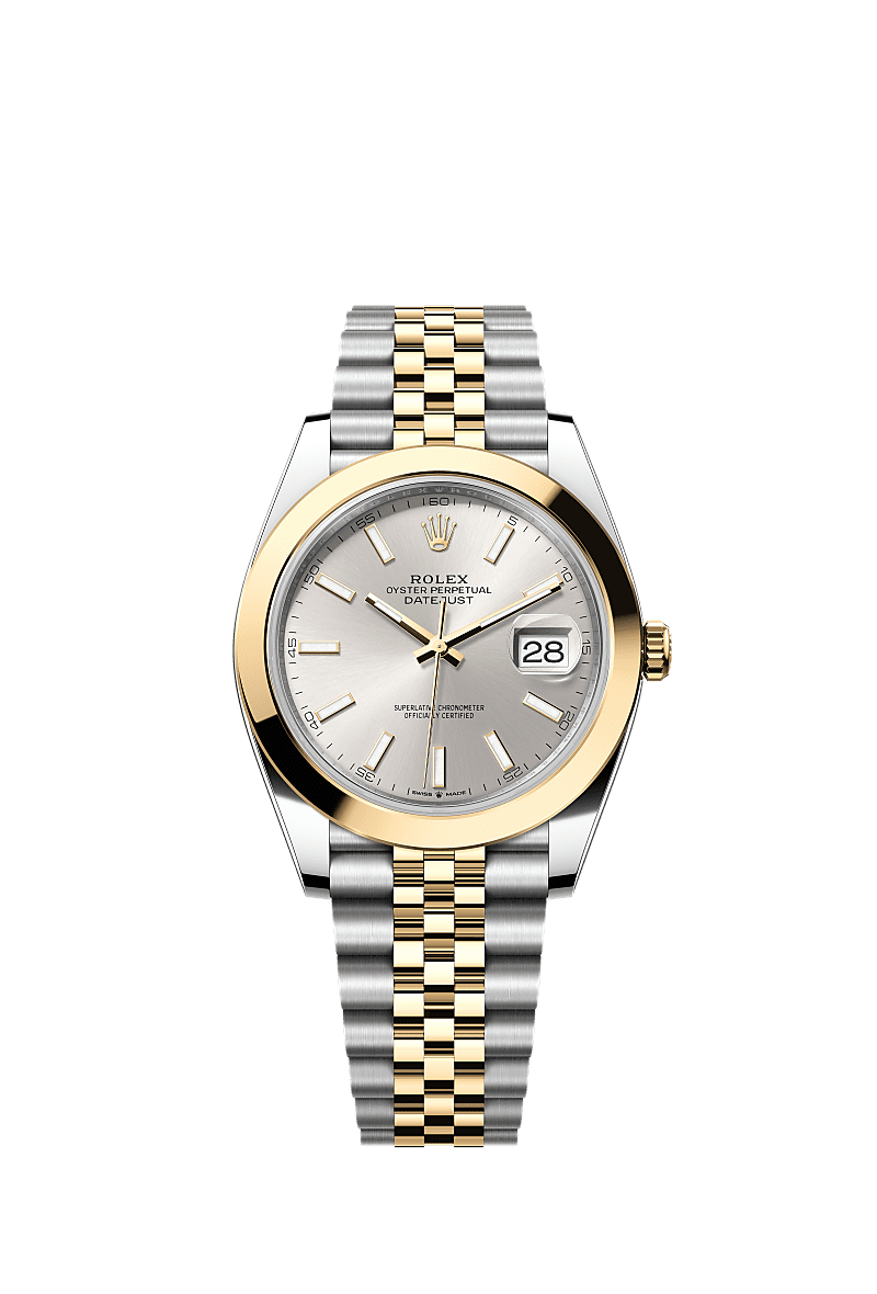 Datejust 41, Oyster, 41 mm, thép Oystersteel và vàng kim, Mặt đồng hồ : Bạc, Rolex