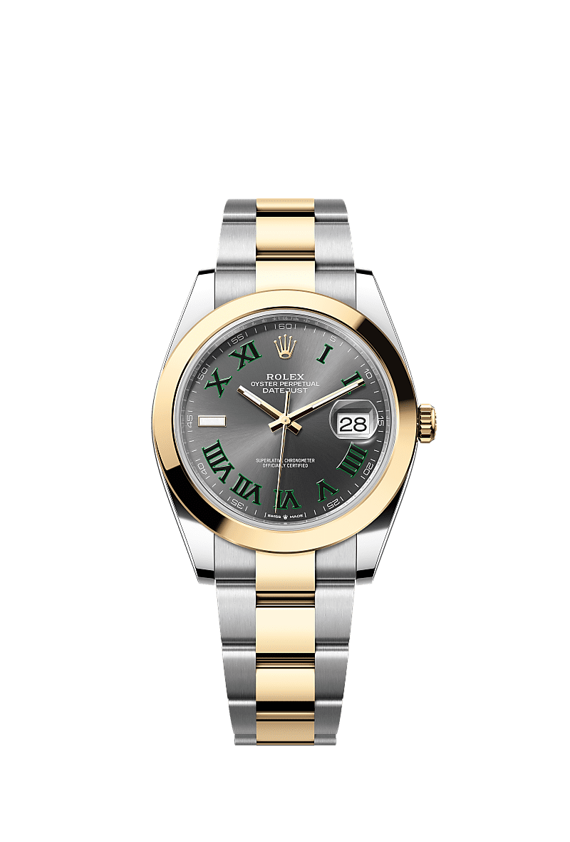 デイトジャスト 41, オイスター、41 mm、オイスタースチール＆イエローゴールド, ダイアル : スレート, Rolex