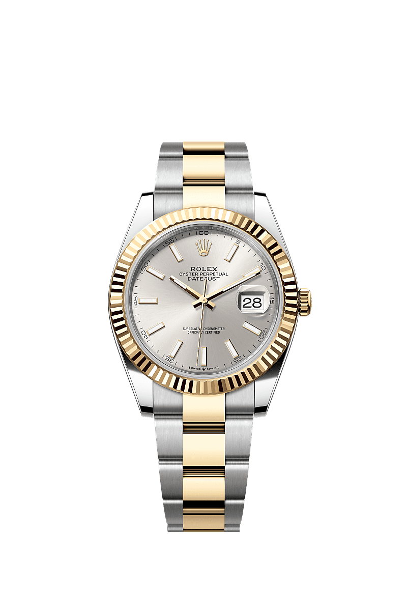 Datejust 41, Oyster, 41 mm, acier Oystersteel et or jaune, Cadran : Argenté, Rolex