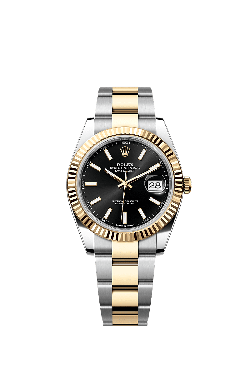 Datejust 41, Oyster, 41 mm, Oystersteel dan emas kuning, Dial : Hitam cerah, Rolex
