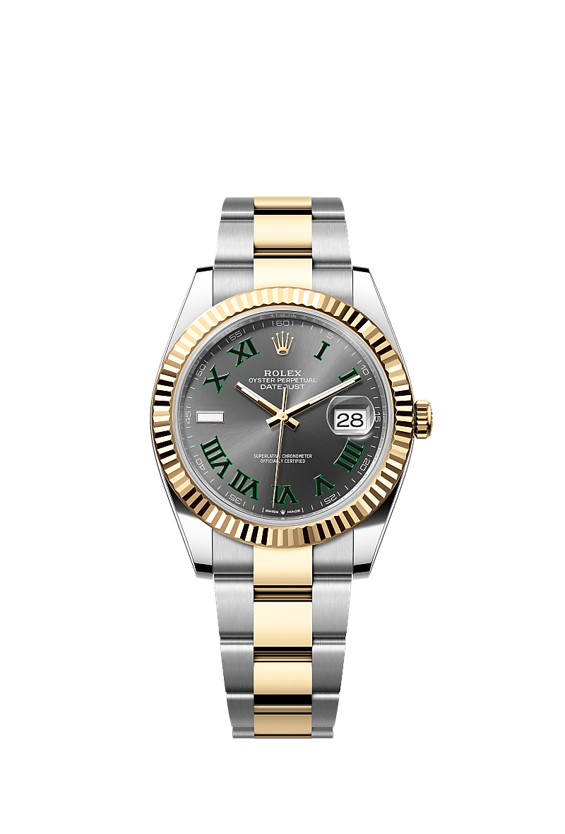 Datejust 41, Oyster, 41 mm, thép Oystersteel và vàng kim, Mặt đồng hồ : Slate, Rolex