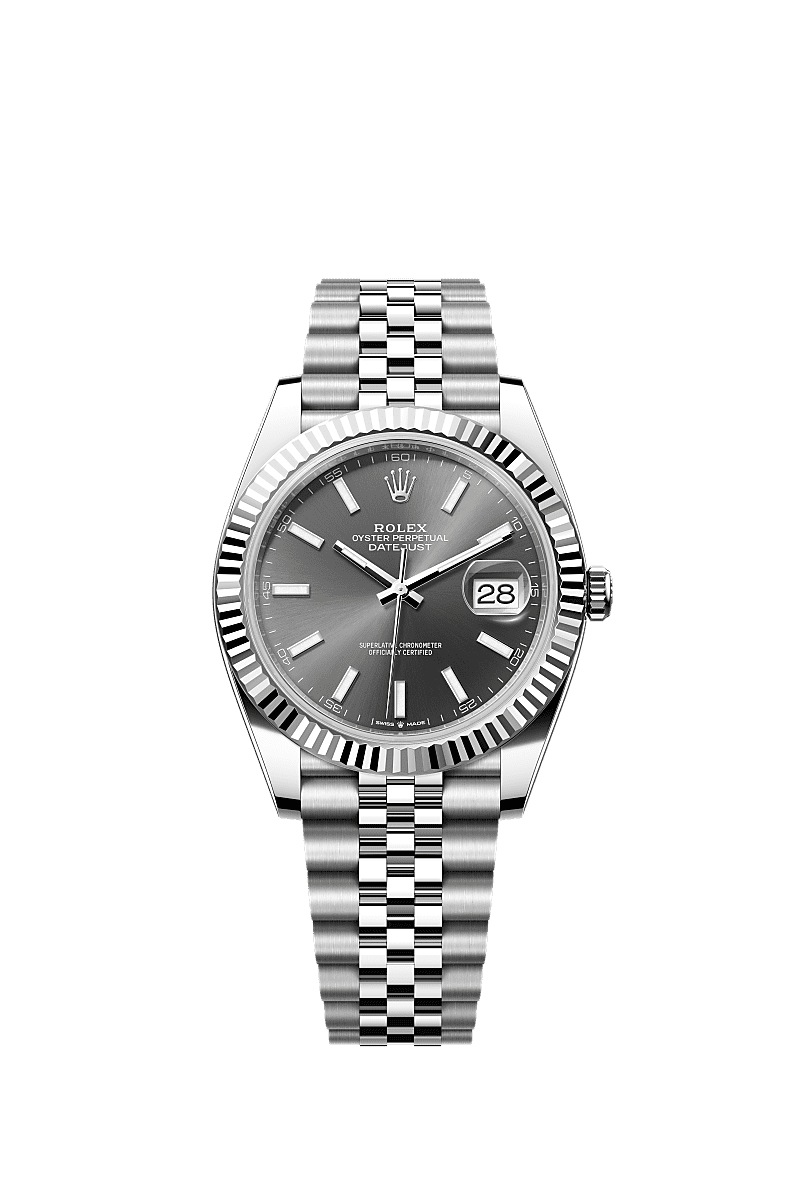 Datejust 41, Oyster, 41 mm, acciaio Oystersteel e oro bianco, Quadrante : Ardesia, Rolex