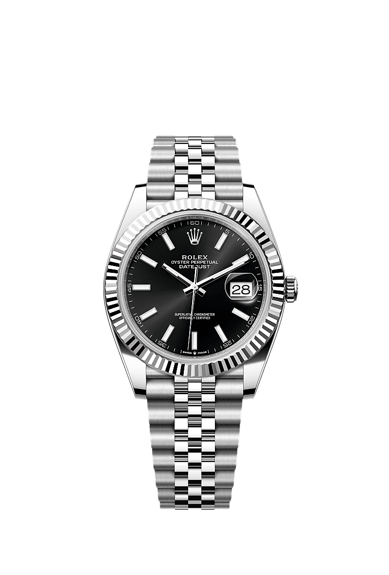 Datejust 41, Oyster, 41 mm, thép Oystersteel và vàng trắng, Mặt đồng hồ : Màu đen sáng, Rolex