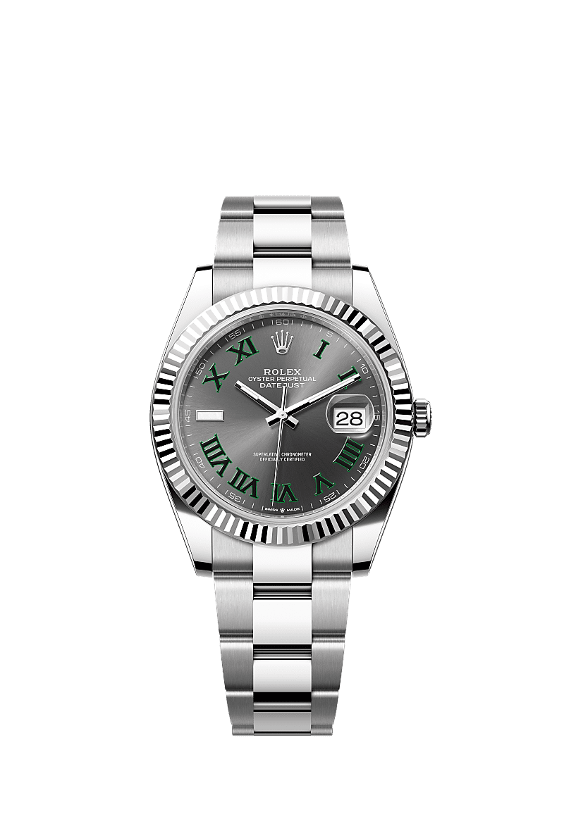 日志型 41, 蚝式,41毫米,白色黄金及蚝式钢, 表盘 : 石板灰色, Rolex