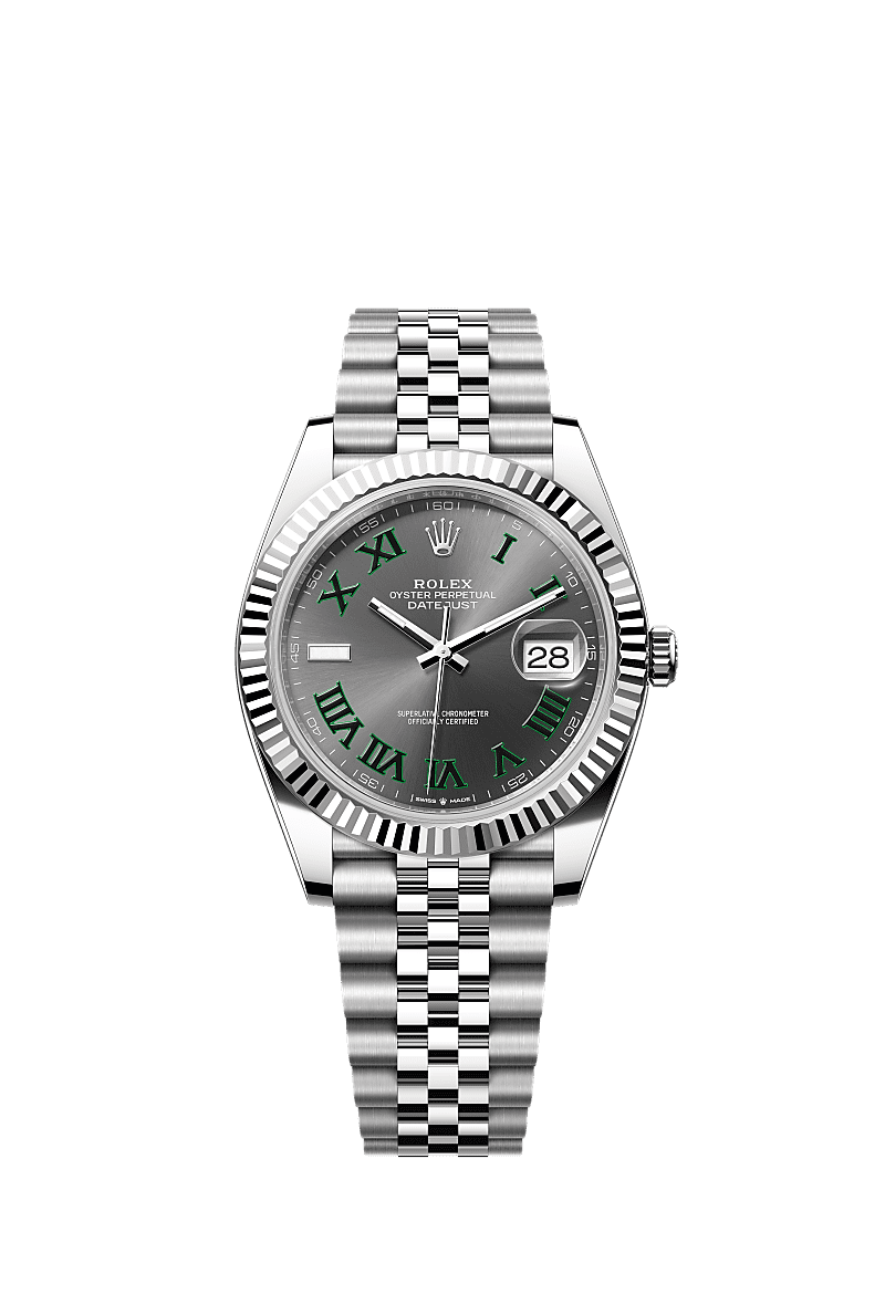 デイトジャスト 41, オイスター、41 mm、オイスタースチール＆ホワイトゴールド, ダイアル : スレート, Rolex