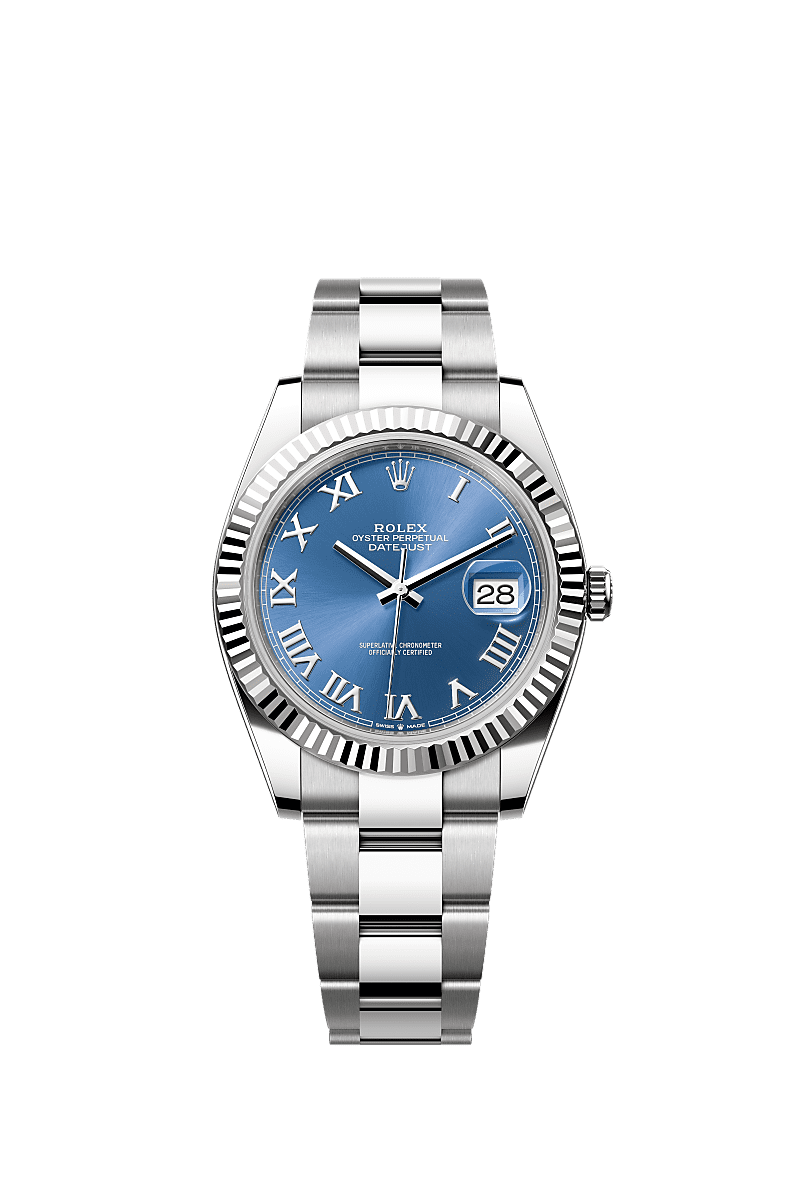 Datejust 41, Oyster, 41 mm, Oystersteel and white gold, Dial : Azzurro blue, Rolex