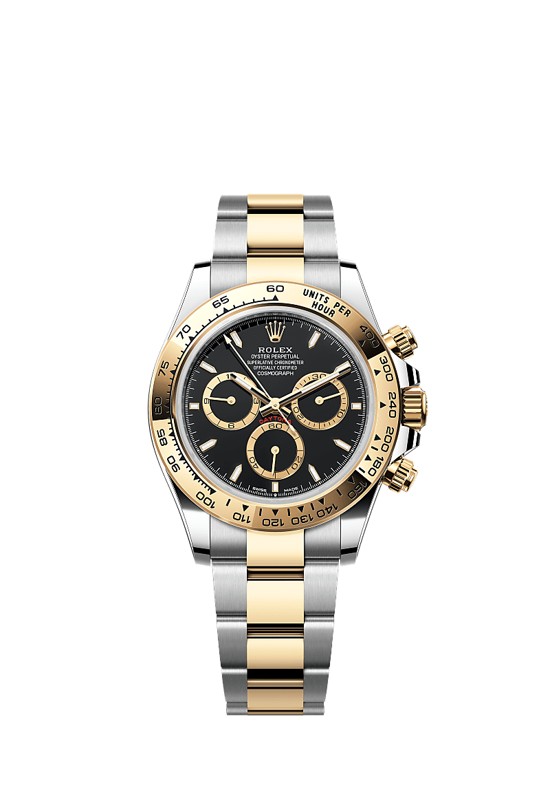 Cosmograph Daytona, Oyster, 40 mm, acciaio Oystersteel e oro giallo, Quadrante : Nero, anelli dei contatori dorati, Rolex