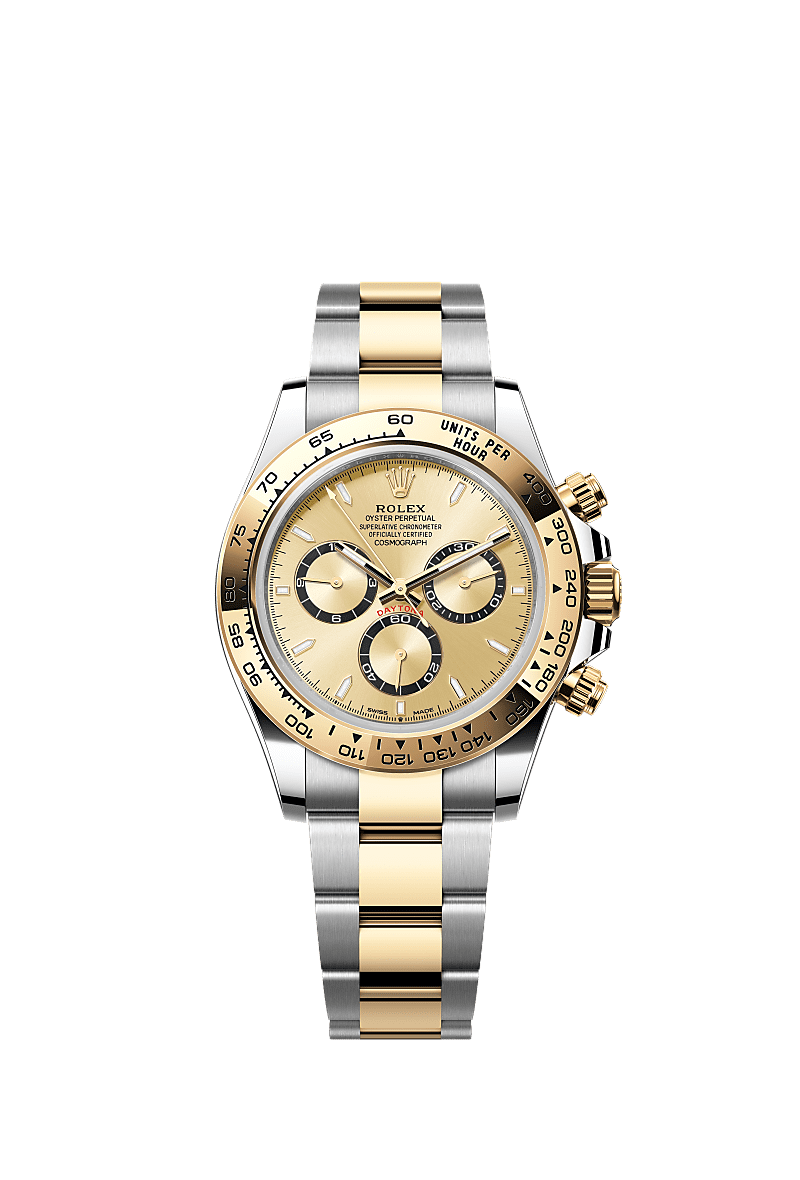 Cosmograph Daytona, Oyster, 40 mm, Oystersteel and yellow gold, Dial : Golden, black counter rings, Rolex