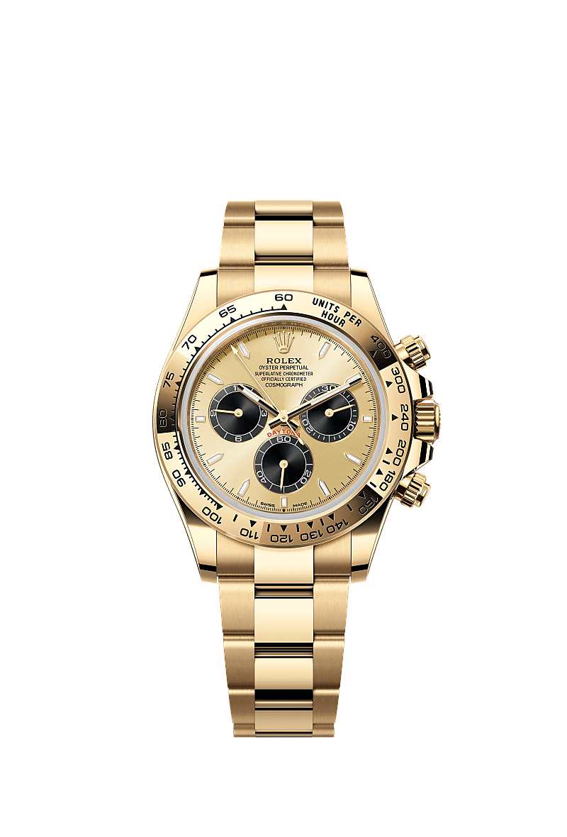 Cosmograph Daytona, 오이스터, 40mm, 옐로우 골드, 다이얼 : 골든 및 브라이트 블랙, Rolex