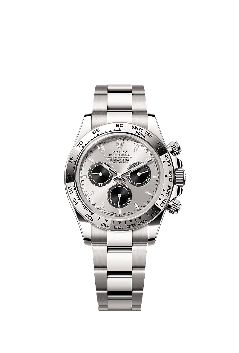 Cosmograph Daytona, Oyster, 40 mm, vàng trắng, Mặt đồng hồ : Thép màu đen sáng, Rolex