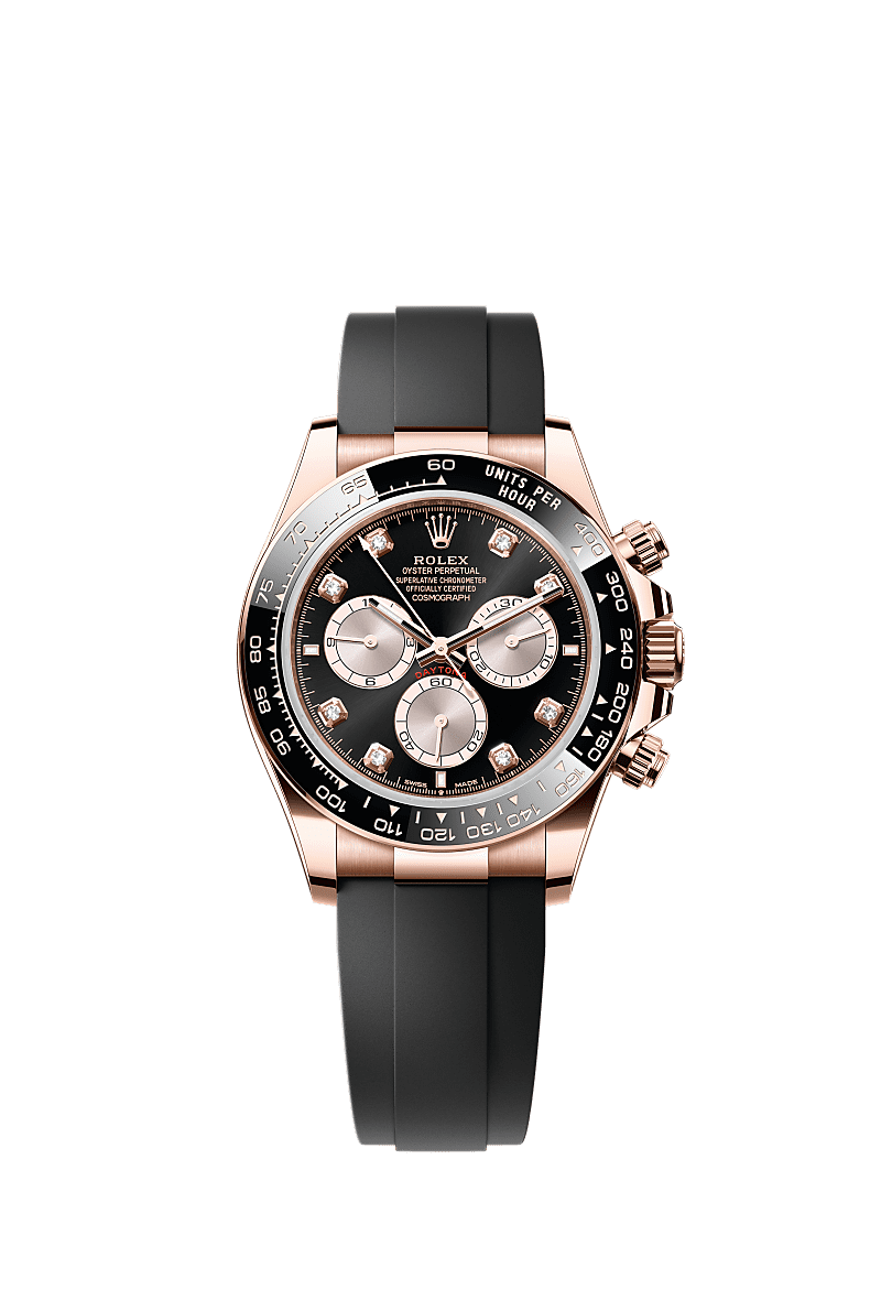 Cosmograph Daytona, Oyster, 40 мм, золото Everose, Циферблат : Ослепительно-черный и Sundust, бриллианты, Rolex