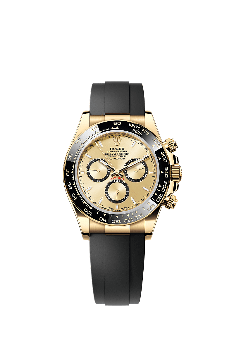 Cosmograph Daytona, Oyster, 40 mm, geelgoud, Wijzerplaat : Goud, zwarte tellerringen, Rolex