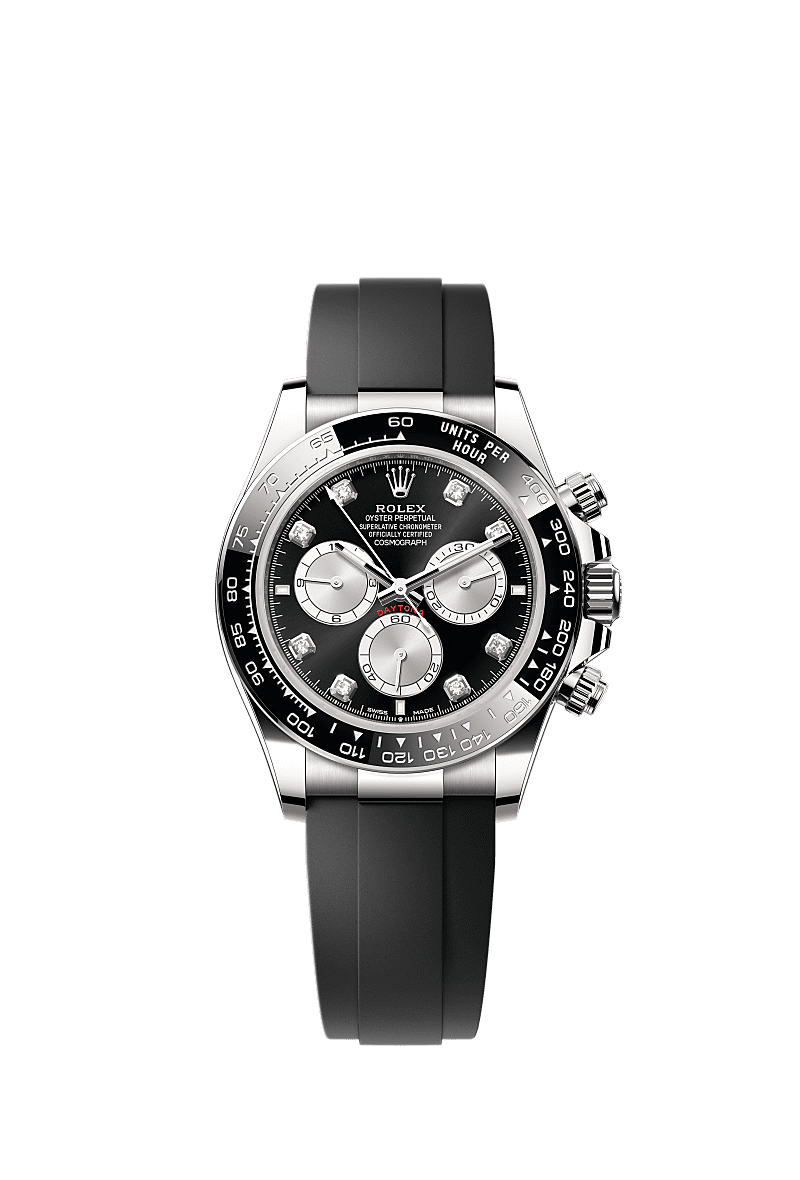 Cosmograph Daytona, Oyster, 40 mm, white gold, Dial : Bright black and steel set with diamonds, Rolex