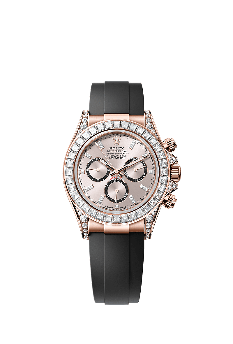 Cosmograph Daytona, Oyster, 40 мм, золото Everose и бриллианты, Циферблат : Sundust, ослепительно-черные круглые счетчики, бриллианты, Rolex