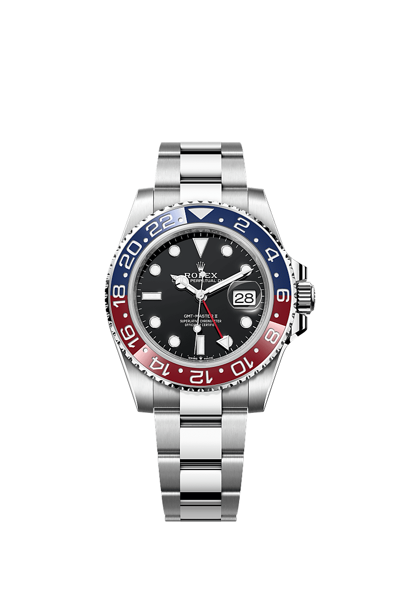 GMTマスター Ⅱ, オイスター、40 mm、オイスタースチール, ダイアル : ブラック, Rolex