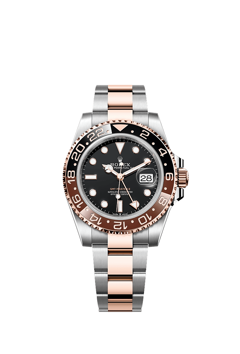 GMT-Master II, Oyster, 40 mm, acier Oystersteel et or Everose, Cadran : Noir, Rolex