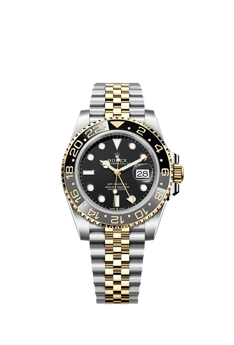 GMT-Master II, Oyster, 40 mm, Oystersteel dan emas kuning, Permukaan : Hitam, Rolex