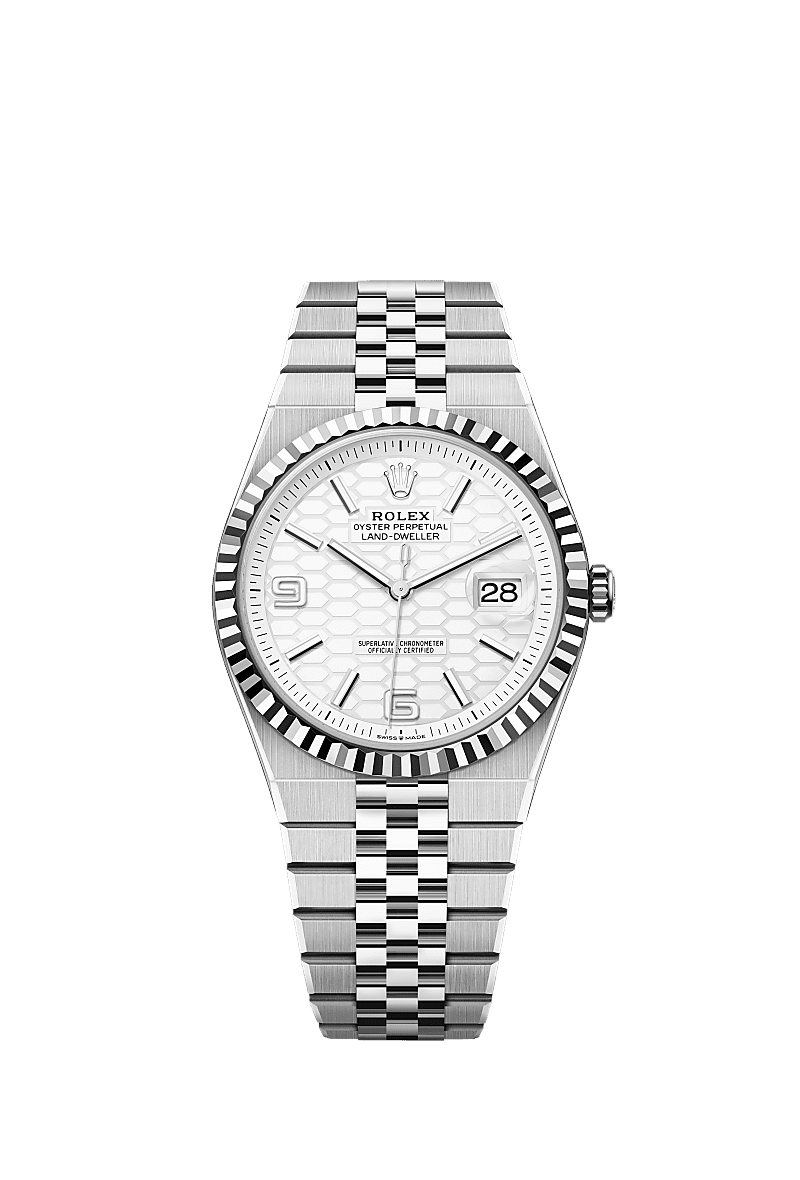 Land-Dweller 40, Oyster, 40 mm, Oystersteel and white gold, Dial : Intense white, honeycomb motif, Rolex