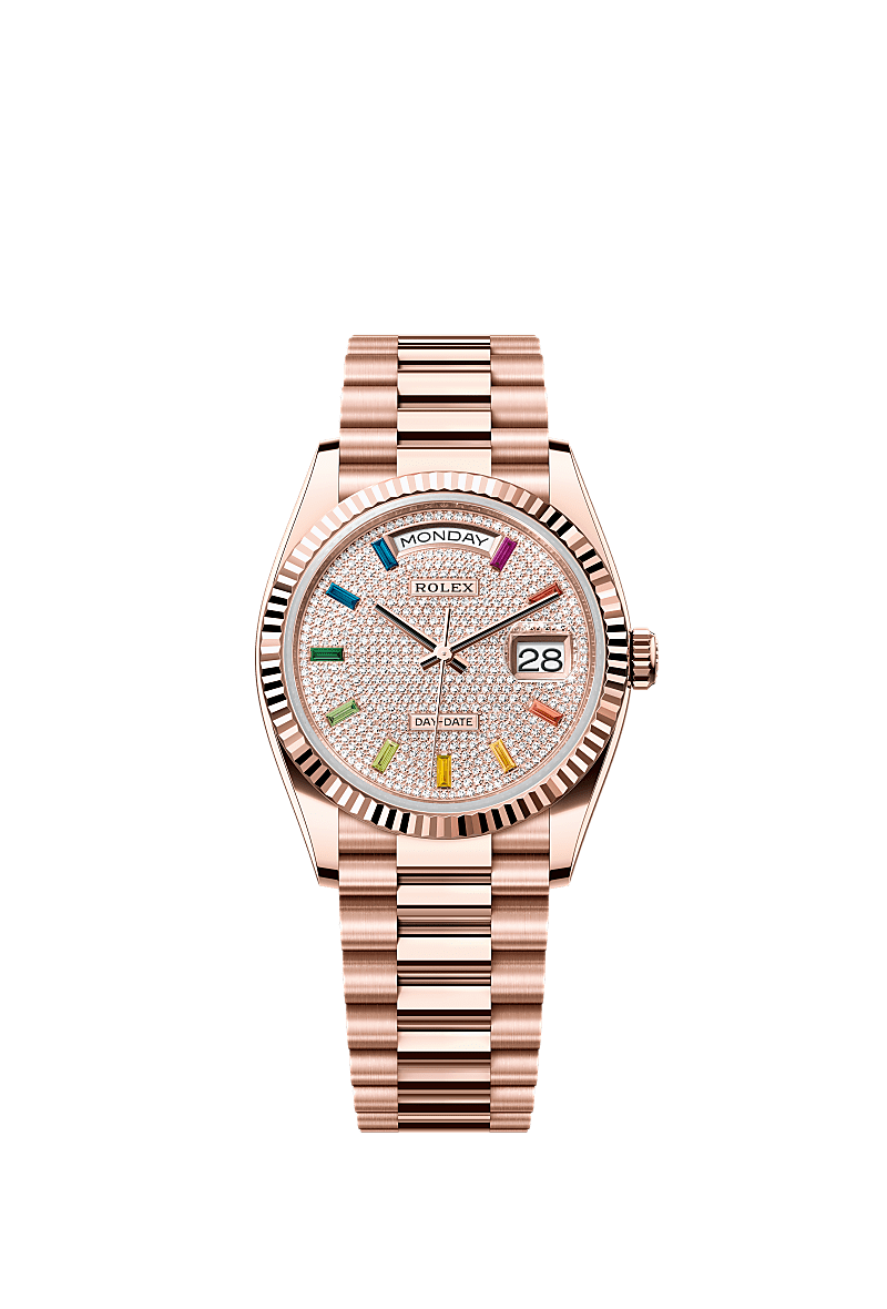 Day-Date 36, Oyster, 36 mm, Everose gold, Dial : Diamond-paved, Rolex