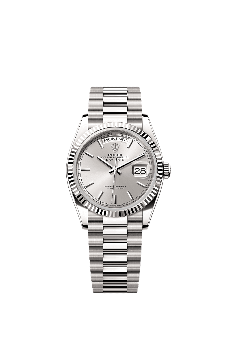Day-Date 36, Oyster, 36 mm, white gold, Dial : Silver, Rolex