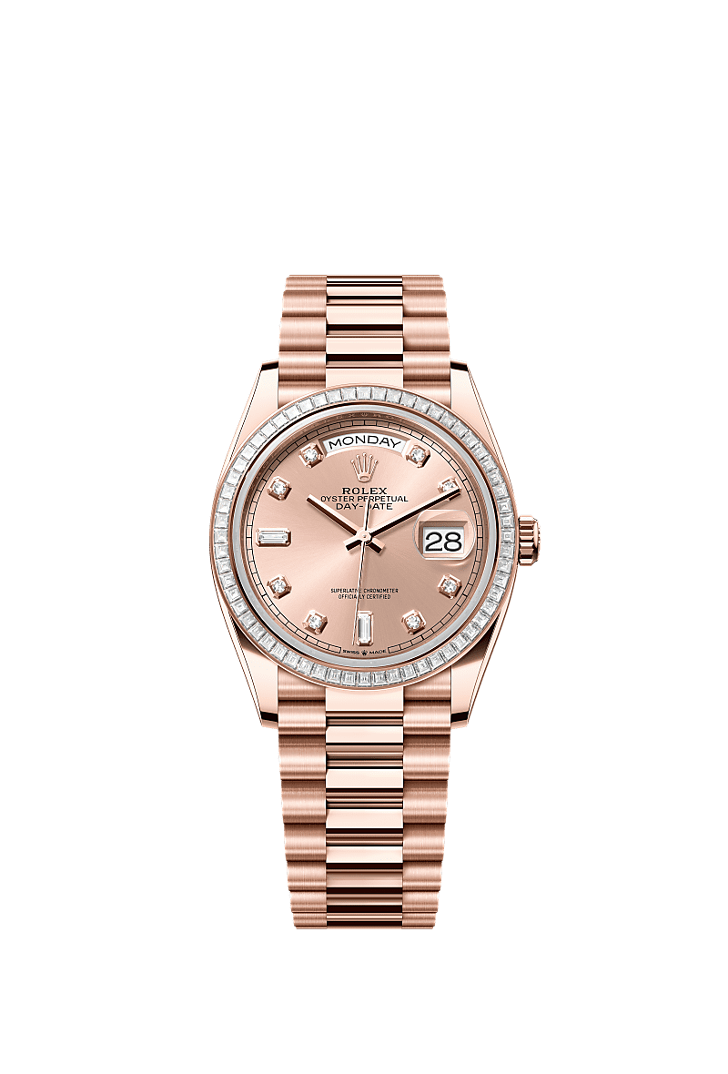 Day-Date 36, Oyster, 36 mm, Everose-Gold mit Diamanten, Zifferblatt : Farbe Rosé mit Diamanten, Rolex