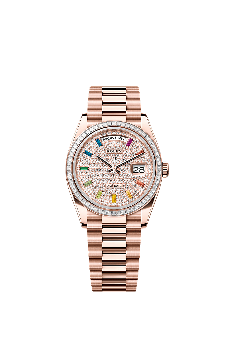 Day-Date 36, Oyster, 36 mm, Everose gold and diamonds, Dial : Diamond-paved, Rolex