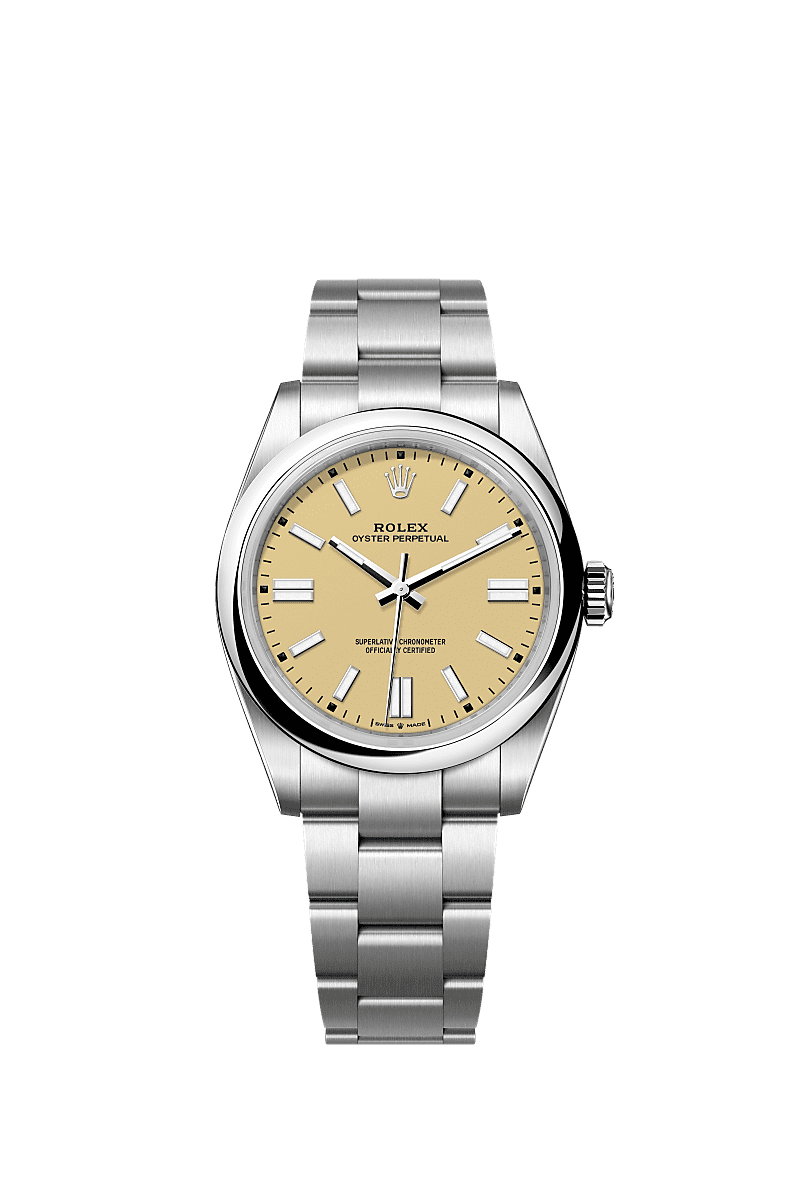 Oyster Perpetual 41, 蠔式，41毫米，蠔式鋼, 錶面 : 米色, Rolex