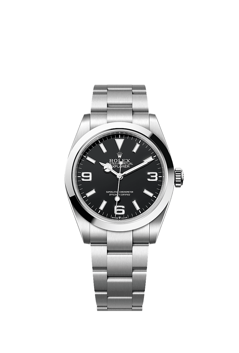 Explorer 40, اویستر، ۴۰ میلیمتری، اویستراستیل, صفحه‌ : مشکی, Rolex