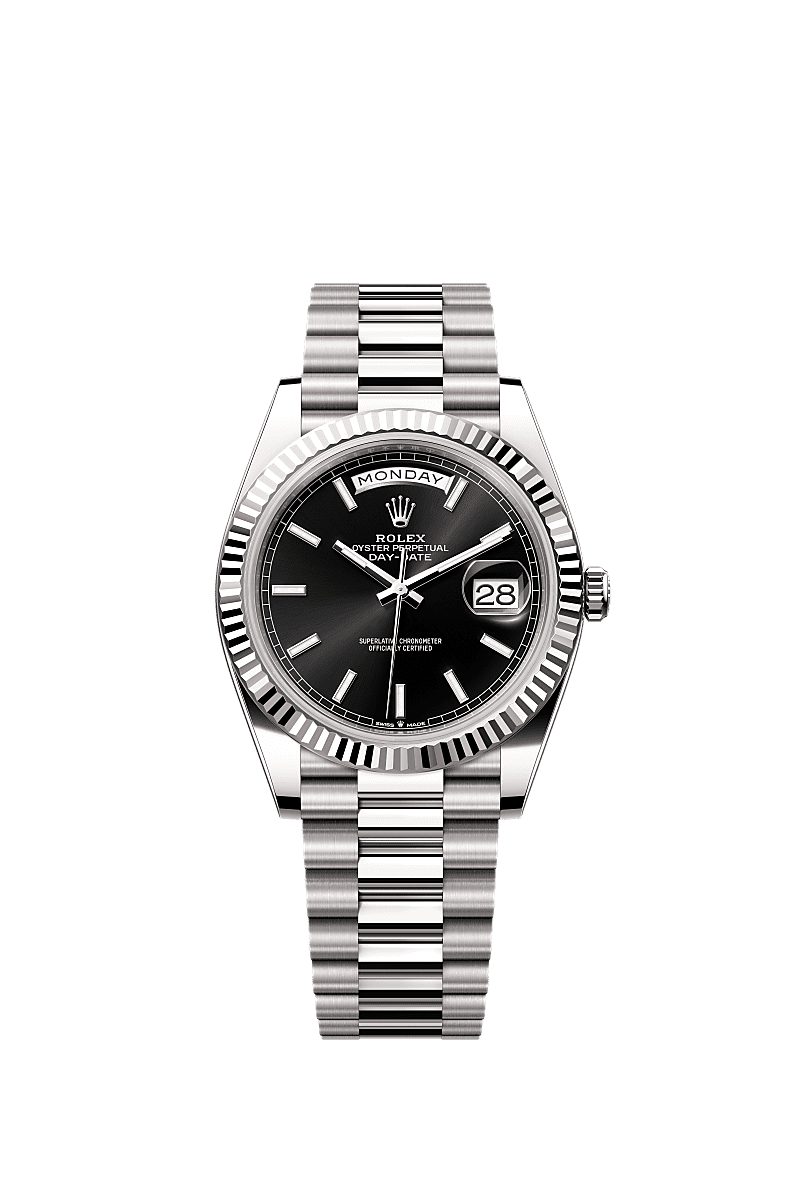 Day-Date 40, Oyster, 40 mm, białe złoto, Tarcza : Intensywna czerń, Rolex