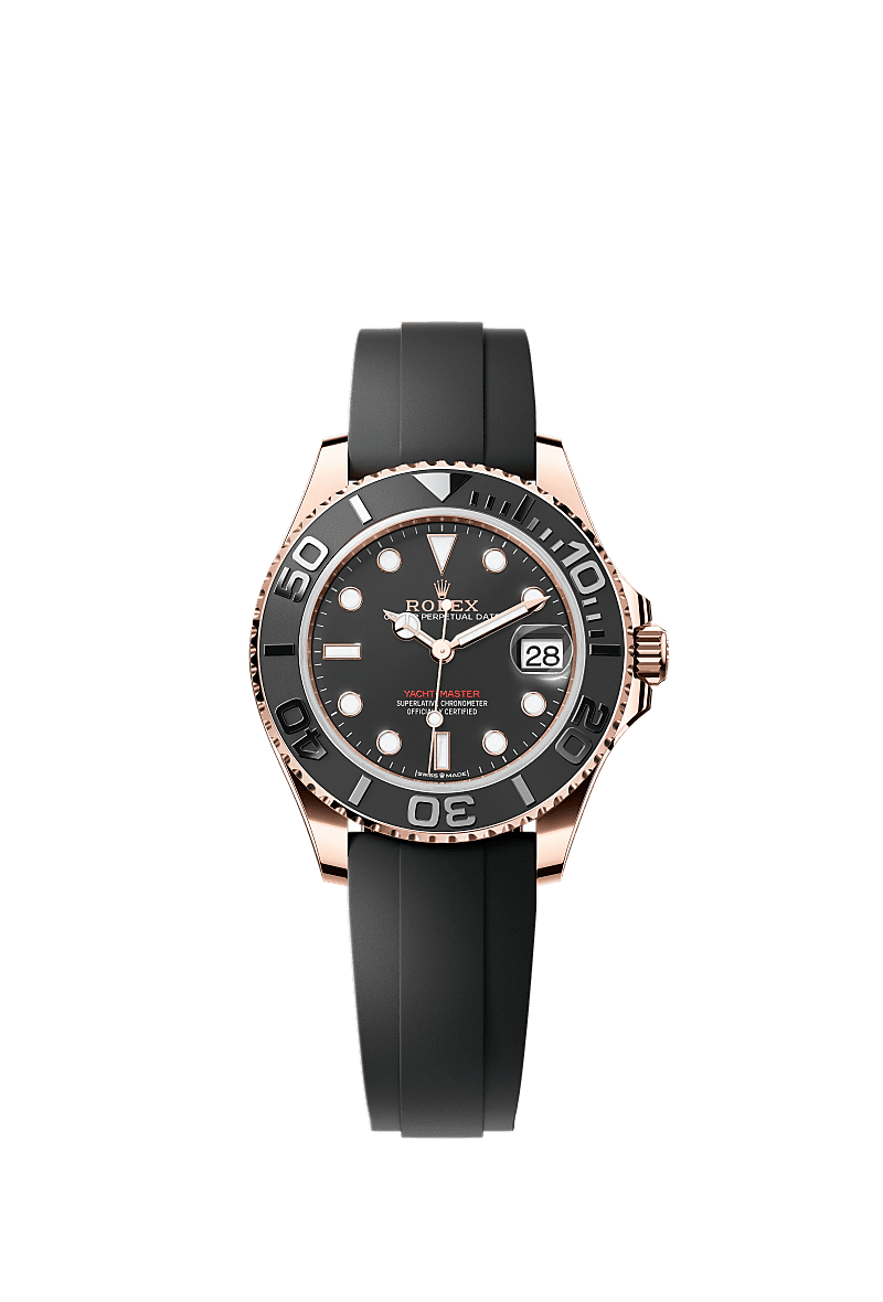 Yacht-Master 37, Oyster, 37 мм, золото Everose, Циферблат : Насыщенно-черный, Rolex